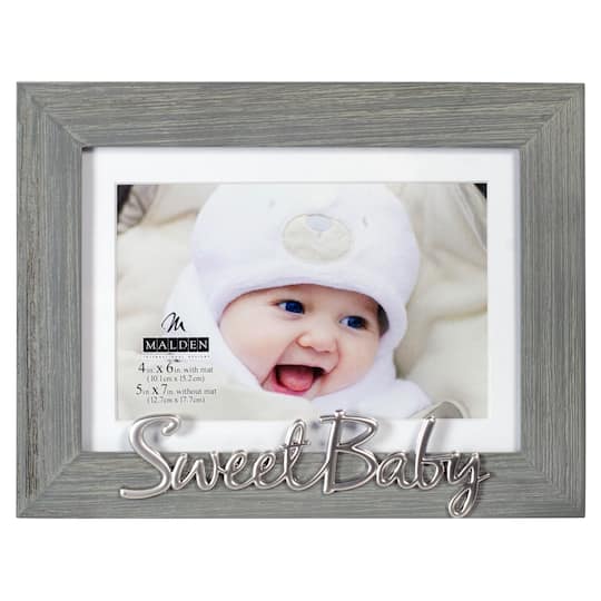 Malden International Designs Sweet Baby 4" x 6" Distressed Expression Frame with Mat